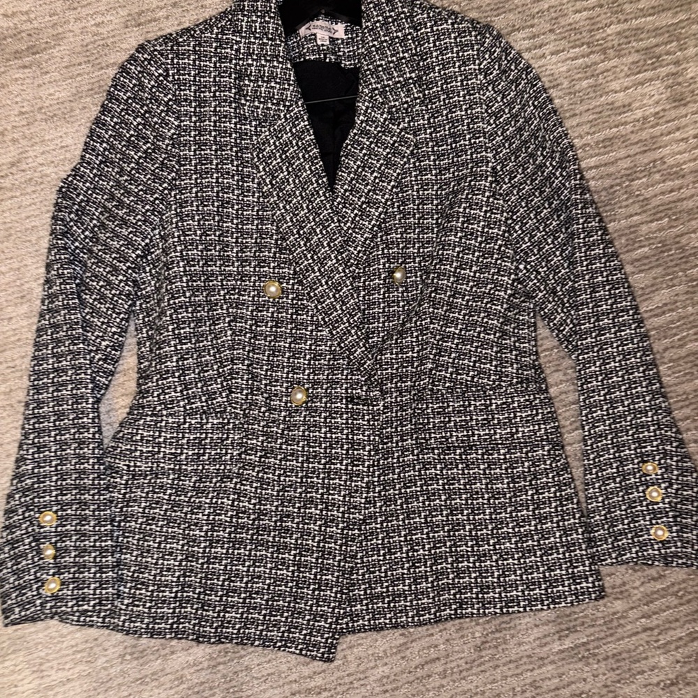 Women's Black and White Tweed Jacket